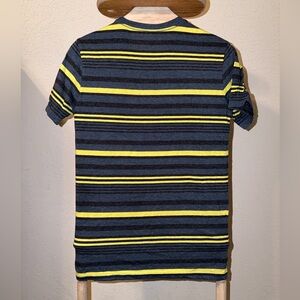 Mossimo Supply Co. Men's Short Sleeve Navy and Yellow Striped Tee-D